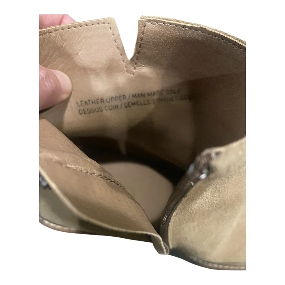 Yokono Tan‎ Suede Platform Ankle Boots Made in Spain Chunky Block Heel Size 39